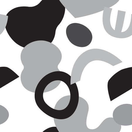 Trendy seamless pattern with graphic abstract geometric shapes. Avant-garde puzzle style. Geometric wallpaper for cover design.のイラスト素材