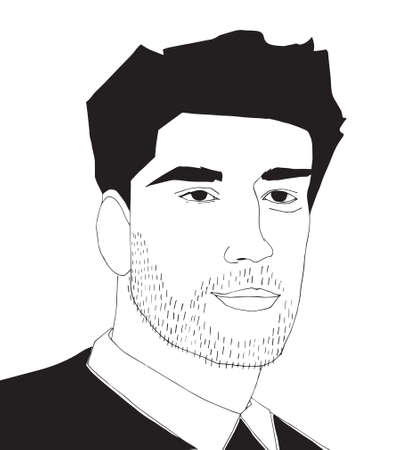 Vecor illustration with male character. Outline drawing.のイラスト素材