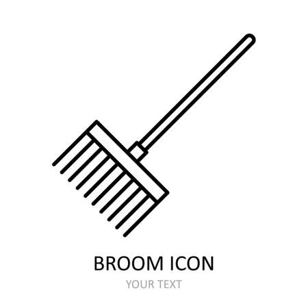 Vector illustration with broom icon. Outline symbol.のイラスト素材