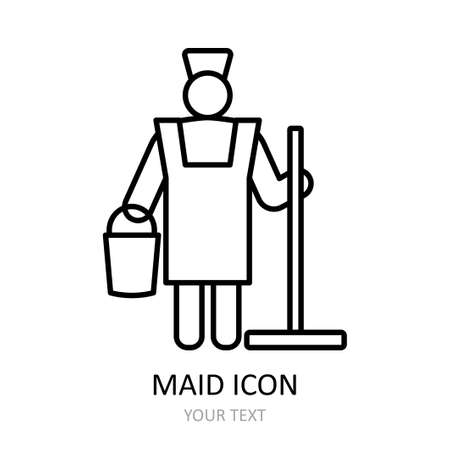 Vector illustration with maid icon. Outline symbol.のイラスト素材