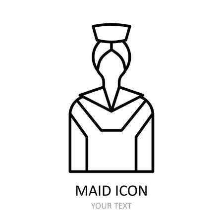 Vector illustration with maid icon. Outline symbol.のイラスト素材