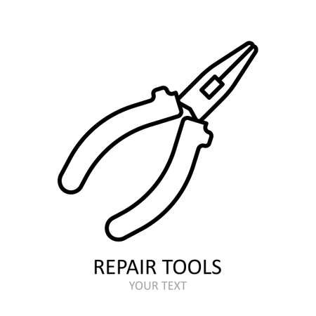 Vector icon with repair tool - needle nose pliers. Outline black graphic.のイラスト素材