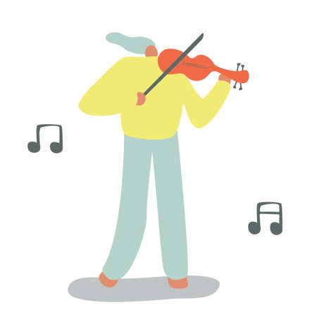Vector illustration with violinist. Cartoon character.のイラスト素材
