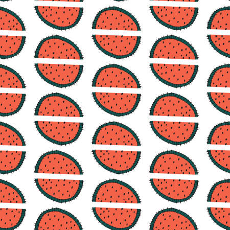Seamless pattern with watermelon - summer fruit. Tropical print with sweet food.のイラスト素材