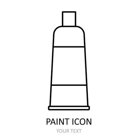 Vector illustration with tube of paint. Linear icon.のイラスト素材