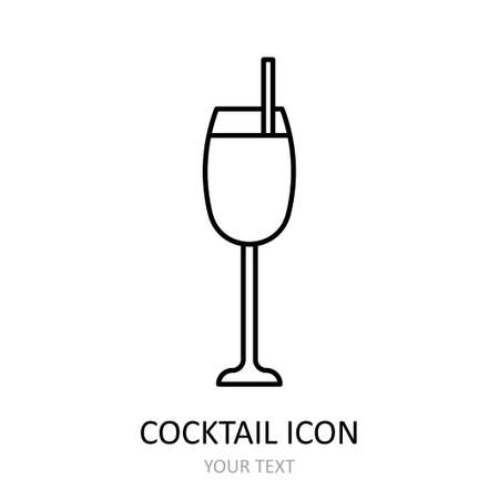 Vector illustration with cocktail icon. Outline drawing.のイラスト素材