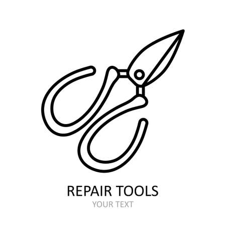 Vector icon with repair tool - scissors. Outline black graphic.のイラスト素材