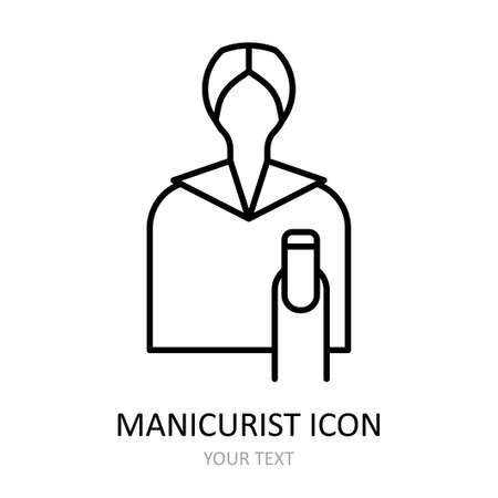 Vector illustration with manicurist icon. Outline drawing.のイラスト素材