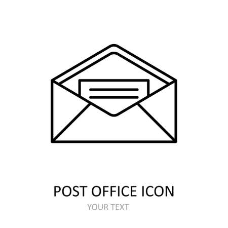 Vector illustration with post office icon. Outline drawing.のイラスト素材
