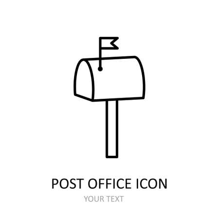 Vector illustration with post office icon. Outline drawing.のイラスト素材