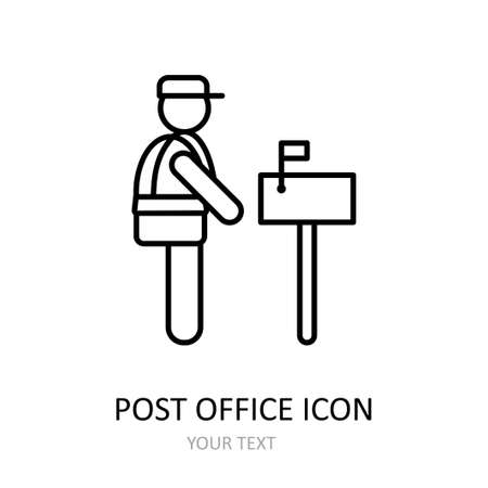 Vector illustration with post office icon. Outline drawing.のイラスト素材