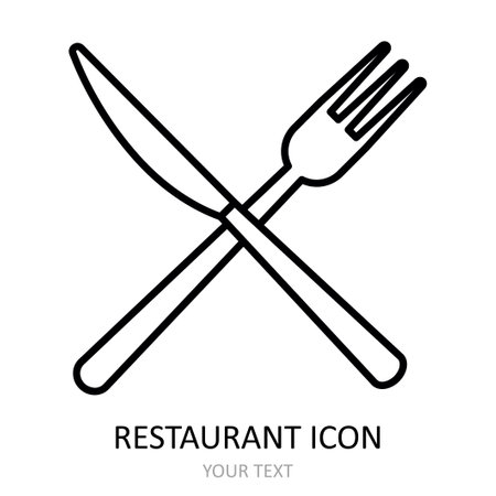 Vector illustration for restaurant - fork, knife. Outline icon.のイラスト素材
