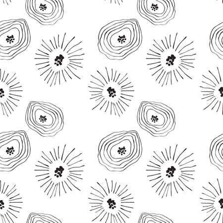 Seamless pattern with abstract flowers. cute cartoon background. Abstract style.のイラスト素材