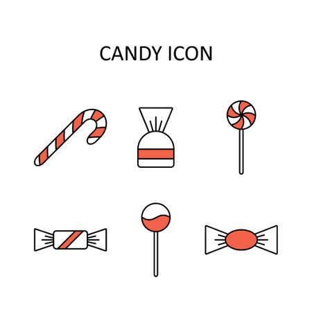 Vector illustration with candy icons. Outline drawing.のイラスト素材