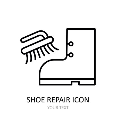 Vector illustration with shoe repair icon. Outline drawing.のイラスト素材