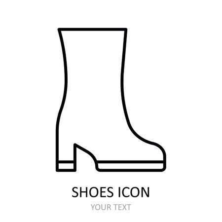 Vector illustration with shoes icon - ankle boots. Outline drawing.のイラスト素材