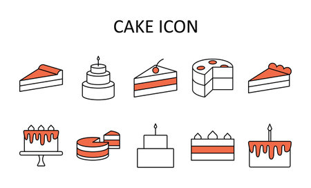 Vector illustration with cake icon. Sweet dessert. Outline drawing.のイラスト素材
