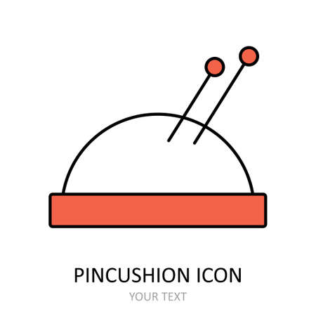 Vector illustration with pincushion icon. Linear drawing.のイラスト素材