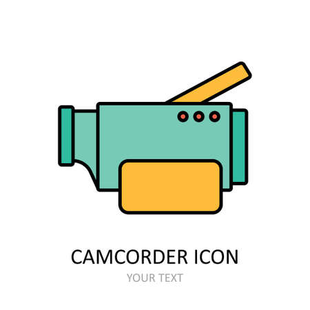 Vector illustration with videocamera icon. Outline drawing.のイラスト素材