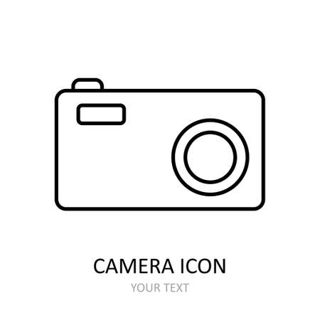 Vector illustration with camera icon. Outline drawing.のイラスト素材