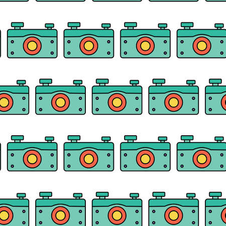 Vector illustration with camera icon. Outline drawing.のイラスト素材