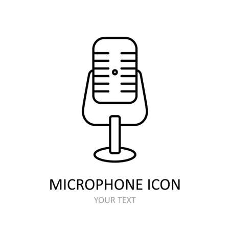 Vector illustration with microphone. outline iconのイラスト素材