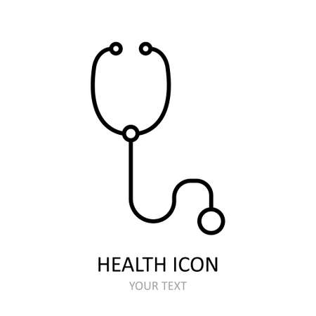 Phonendoscope - medical device for listening to the work of the heart and lungs. vector drawing. linear icon.のイラスト素材
