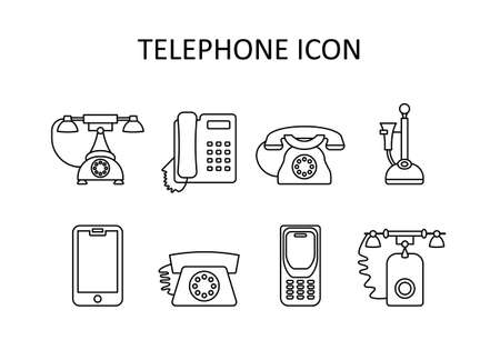 Vector illustration with phone icons. outline drawings.のイラスト素材