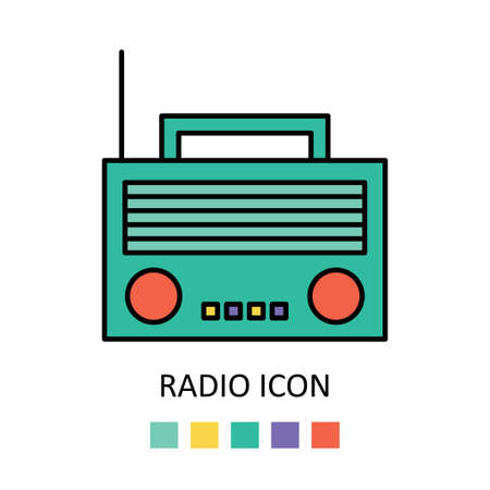 Vector illustration with radio. Outline iconのイラスト素材