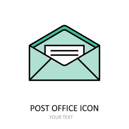 Vector illustration with post office icon. Outline drawing.のイラスト素材