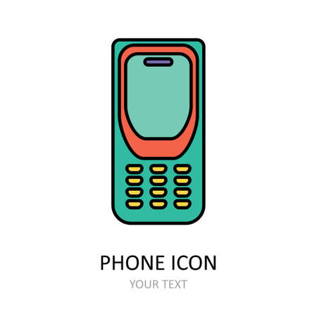 Vector illustration with retro phone. Outline drawing.のイラスト素材