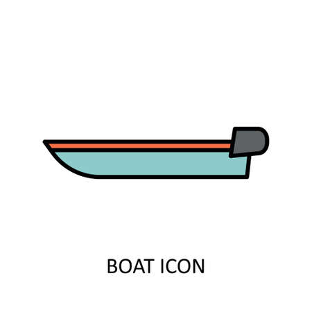 Vector illustration with powerboat. linear drawingのイラスト素材