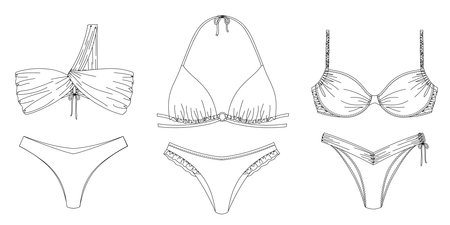 Women's swimsuit. Hand drawn lingerie set. Vector illustration.のイラスト素材