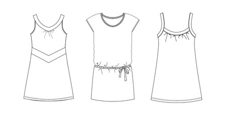 Set of women's nightie, pajamas. Vector illustrationのイラスト素材