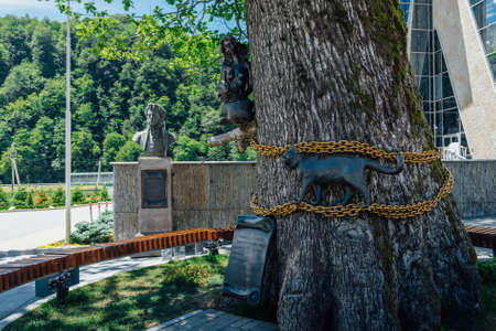 SOCHI, RUSSIA, JUNE 12, 2016: Lukomorye Monument in Gazprom Galaktika Center in Krasnaya Polyanaのeditorial素材