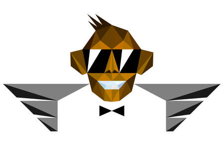Winged Monkey Chimp with Sunglasses in Polygonal Styleのイラスト素材