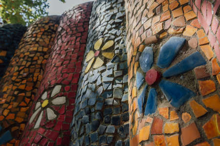 Abkhazia, Old Gagra, May 02, 2017: Tsereteli's Mosaic Details in park of Oldenburgのeditorial素材