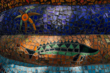 Abkhazia, Old Gagra, May 02, 2017: Tsereteli's Mosaic Details in park of Oldenburgのeditorial素材