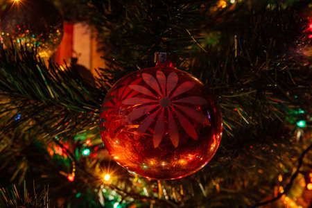 Christmas Decoration of Soviet Period USSR Glass Toys Close-Upの写真素材