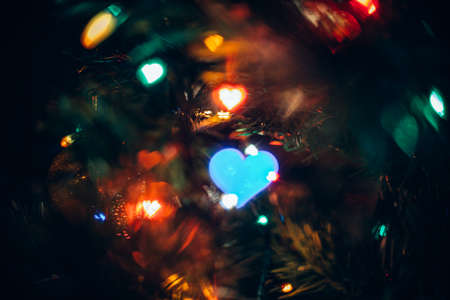 Abstract Background with Bokeh in Shape of Hearts Symbol of Loveの写真素材