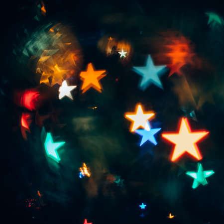 New Year Abstract Background with Bokeh in Shape of Starsの写真素材