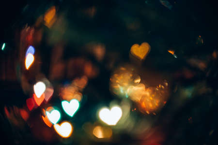 Abstract Background with Bokeh in Shape of Hearts Symbol of Loveの写真素材