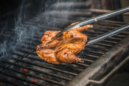 Whole Corn Baby Chicken Being Prepared in Josper Crill Oven