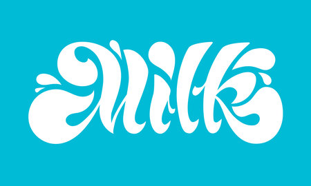 Word Milk with splashes in lettering styleのイラスト素材