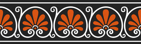 Ancient Greek Floral Pattern Seamless Pattern Border wall fresco decorationのイラスト素材