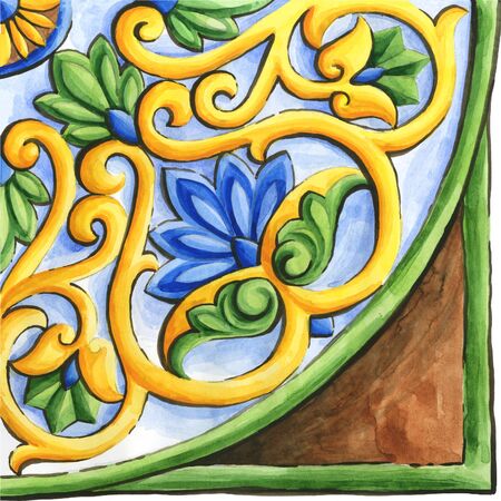 Watercolor majolica ornamentの写真素材