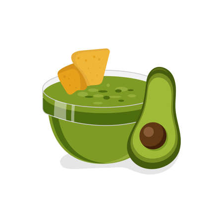Mexican avocado sauce in a cup, traditional mexican food.のイラスト素材