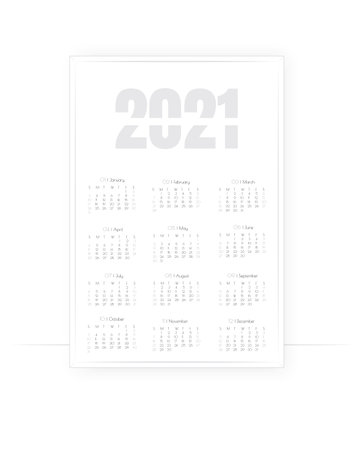 Poster calendar for 2021, template  ready for print, vectorのイラスト素材