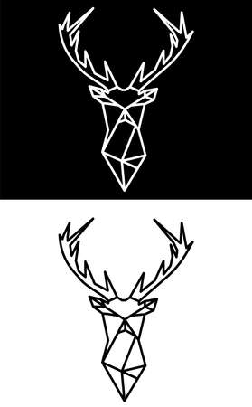 Minimal buck silhouette illustration, vector. Minimalist black and white wall art design. Modern printable poster design. Wall art, artworkのイラスト素材
