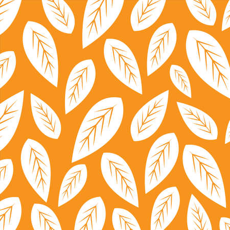Plant silhouette isolated on orange background, vector. Natural wall paper illustrationのイラスト素材